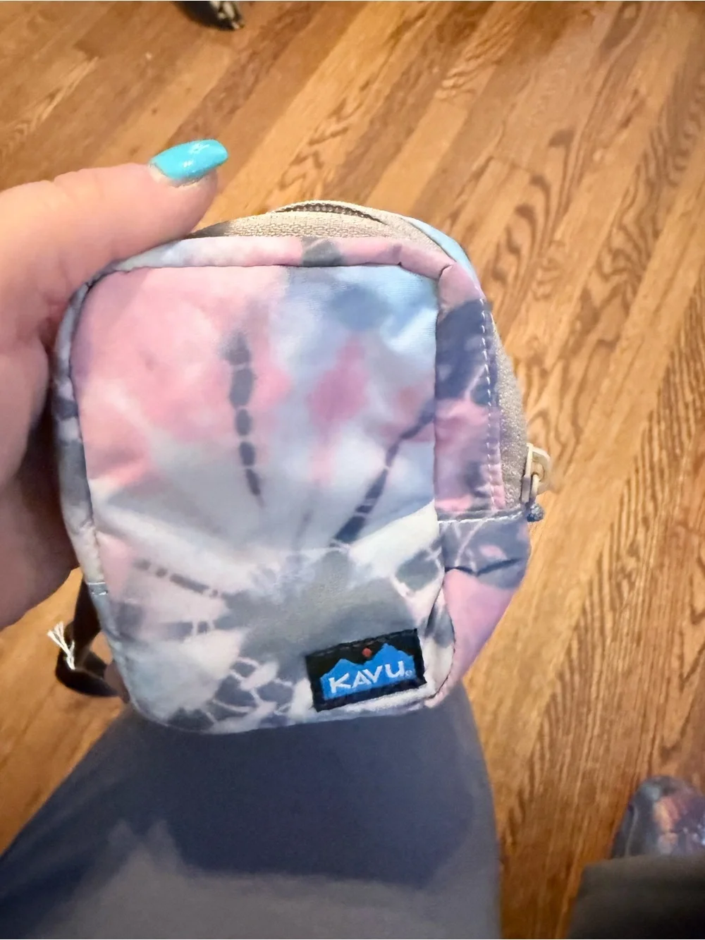 Kavu Pastel Tie-Dye Crossbody Bag with smaller bag attached